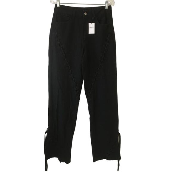 NWT Forever 21 Size 9/27 Laced and Tied Black High Waist Jeans - Picture 1 of 7